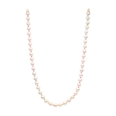 Medium White Akoya Pearl Strand with Rainbow Silk - 12006